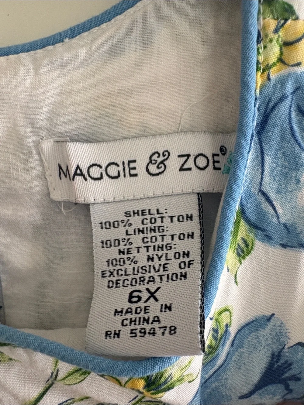 Maggie & Zoe White Dress with Blue Floral Print